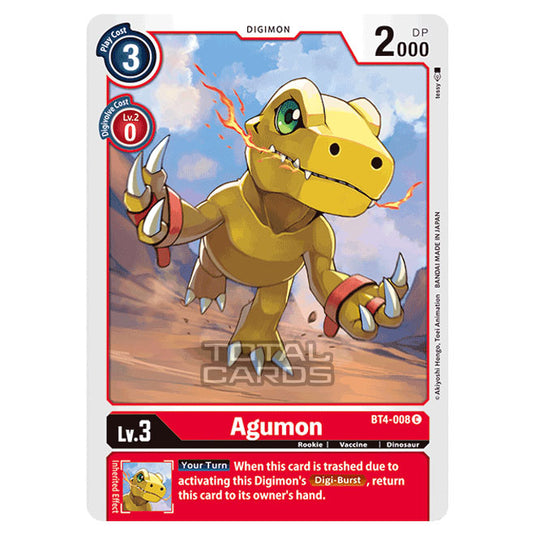 Digimon Card Game - Great Legend (BT04) - Agumon (Common) - BT4-008