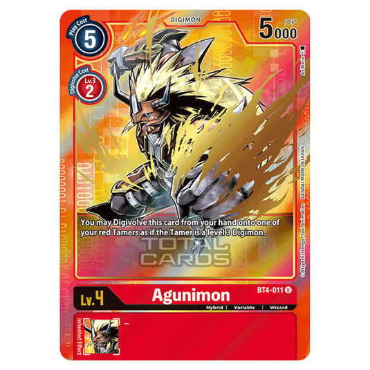 Digimon Card Game - Great Legend (BT04) - Agunimon (Uncommon) - BT4-011A