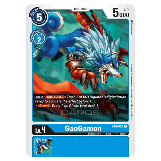 Digimon Card Game - Great Legend (BT04) - GaoGamon (Common) - BT4-026