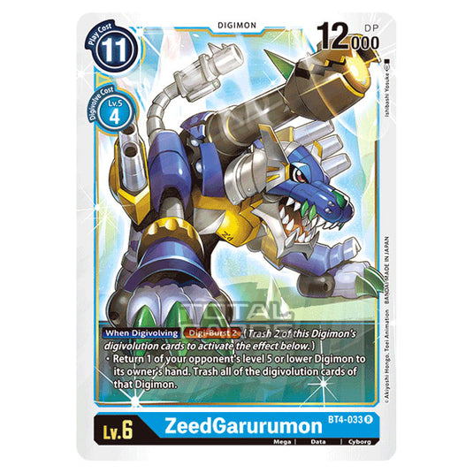 Digimon Card Game - Great Legend (BT04) - ZeedGarurumon (Rare) - BT4-033