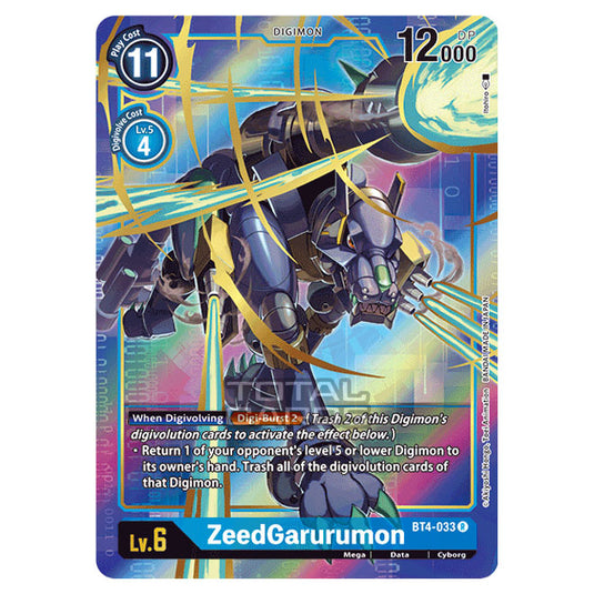 Digimon Card Game - Great Legend (BT04) - ZeedGarurumon (Rare) - BT4-033A