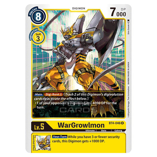 Digimon Card Game - Great Legend (BT04) - WarGrowlmon (Rare) - BT4-046