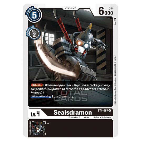Digimon Card Game - Great Legend (BT04) - Sealsdramon (Uncommon) - BT4-067