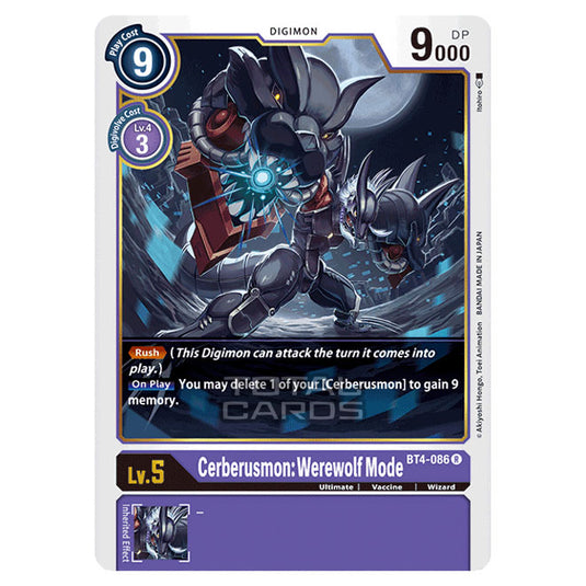 Digimon Card Game - Great Legend (BT04) - Cerberusmon: Werewolf Mode (Rare) - BT4-086