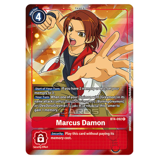 Digimon Card Game - Great Legend (BT04) - Marcus Damon (Rare) - BT4-092A