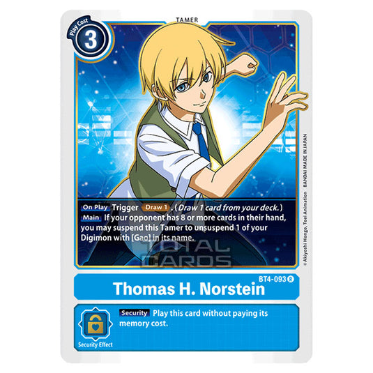 Digimon Card Game - Great Legend (BT04) - Thomas H. Norstein (Rare) - BT4-093