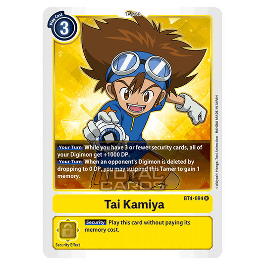 Digimon Card Game - Great Legend (BT04) - Tai Kamiya (Rare) - BT4-094