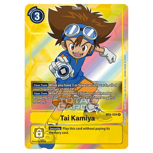 Digimon Card Game - Great Legend (BT04) - Tai Kamiya (Rare) - BT4-094A