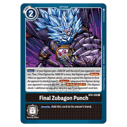 Digimon Card Game - Great Legend (BT04) - Final Zubagon Punch (Common) - BT4-109