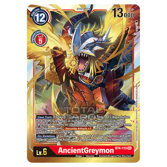 Digimon Card Game - Great Legend (BT04) - AncientGreymon (Secret Rare) - BT4-113