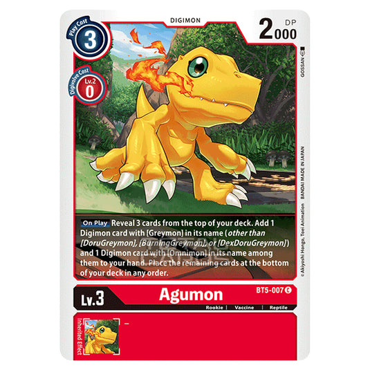 Digimon Card Game - BT05 - Battle of Omni - Agumon (Common) - BT5-007
