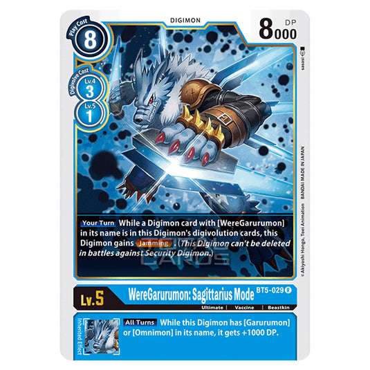 Digimon Card Game - BT05 - Battle of Omni - WereGarurumon: Sagittarius Mode (Rare) - BT5-029