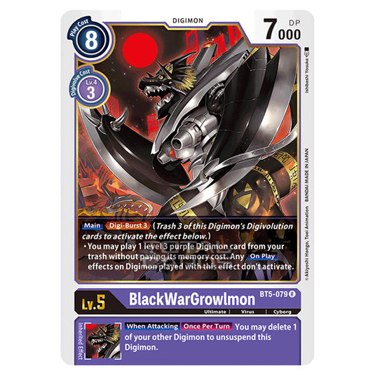Digimon Card Game - BT05 - Battle of Omni - BlackWarGrowlmon (Rare) - BT5-079