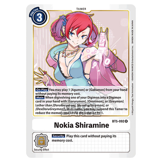 Digimon Card Game - BT05 - Battle of Omni - Nokia Shiramine (Rare) - BT5-092
