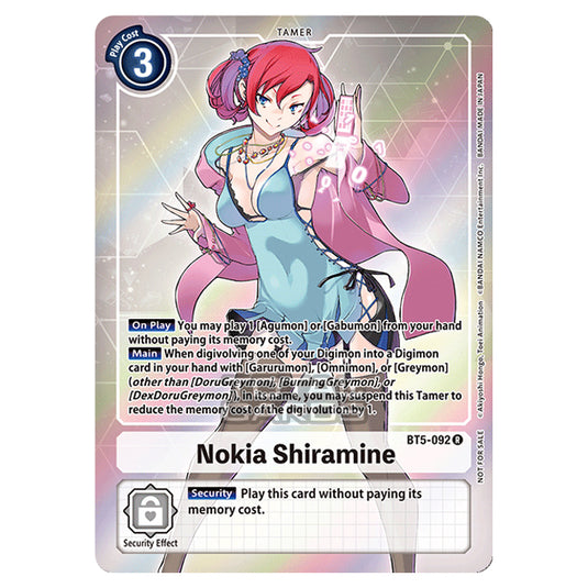 Digimon Card Game - BT05 - Battle of Omni - Nokia Shiramine (Rare) - BT5-092A