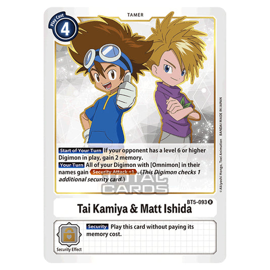 Digimon Card Game - BT05 - Battle of Omni - Tai Kamiya & Matt Ishida (Rare) - BT5-093