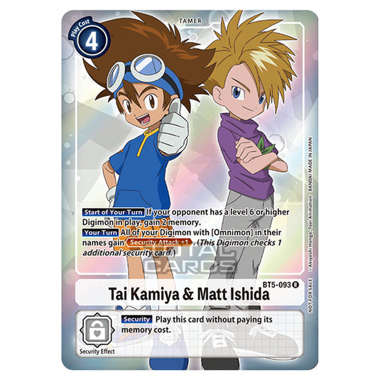Digimon Card Game - BT05 - Battle of Omni - Tai Kamiya & Matt Ishida (Rare) - BT5-093A