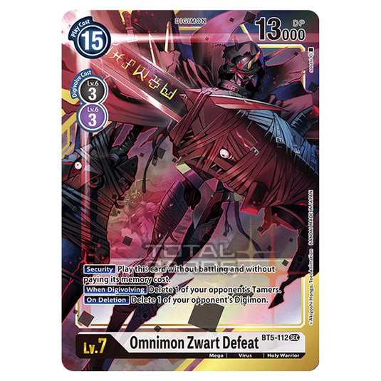 Digimon Card Game - BT05 - Battle of Omni - Omnimon Zwart Defeat (Secret Rare) - BT5-112A