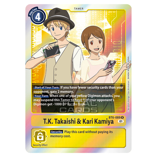Digimon Card Game - Double Diamond (BT06) - T.K. Takaishi & Kari Kamiya (Rare) - BT06-089