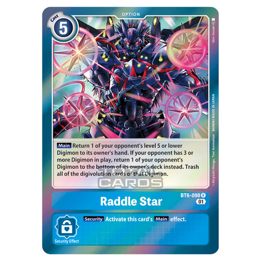 Digimon Card Game - Double Diamond (BT06) - Raddle Star (Rare) - BT06-098