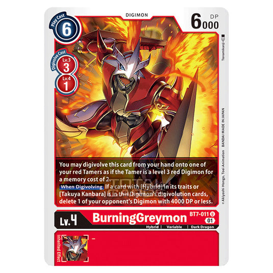 Digimon Card Game - NEXT ADVENTURE (BT07) - BurningGreymon (Uncommon) - BT7-011