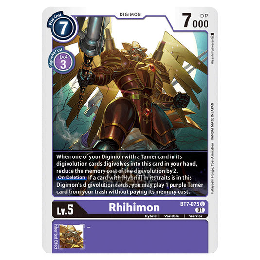 Digimon Card Game - NEXT ADVENTURE (BT07) - Rhihimon (Uncommon) - BT7-075