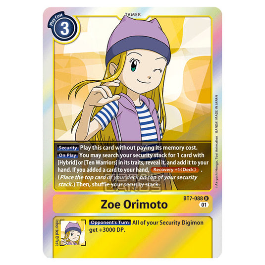 Digimon Card Game - NEXT ADVENTURE (BT07) - Zoe Orimoto (Rare) - BT7-088