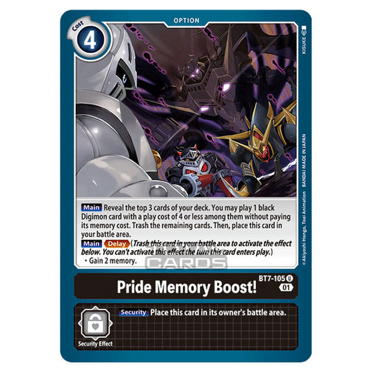 Digimon Card Game - NEXT ADVENTURE (BT07) - Pride Memory Boost! (Uncommon) - BT7-105
