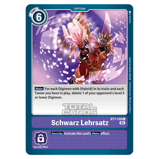 Digimon Card Game - NEXT ADVENTURE (BT07) - Schwarz Lehrsatz (Common) - BT7-108