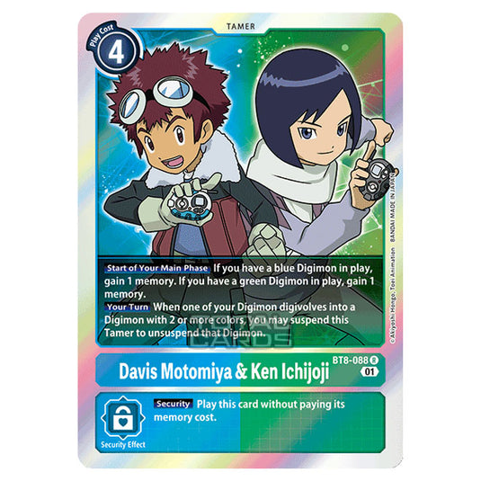 Digimon Card Game - New Awakening (BT08) - Davis Motomiya & Ken Ichijoji (Rare) - BT8-088