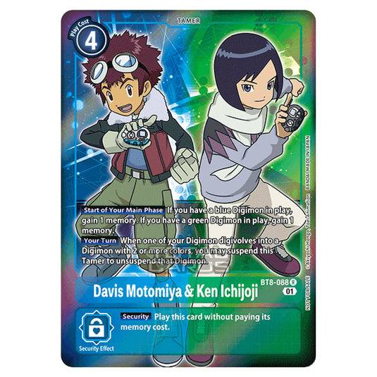 Digimon Card Game - New Awakening (BT08) - Davis Motomiya & Ken Ichijoji (Rare) - BT8-088A