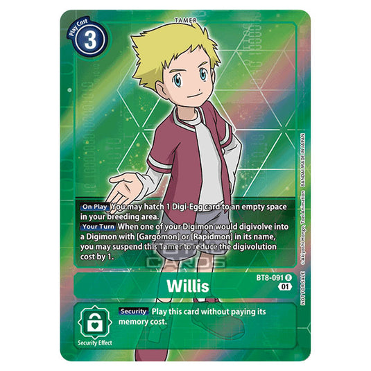 Digimon Card Game - New Awakening (BT08) - Willis (Rare) - BT8-091A