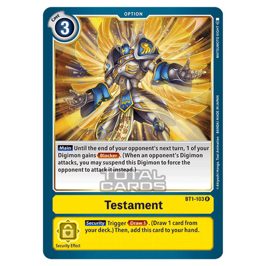 Digimon Card Game - Release Special Booster Ver.1.5 (BT01-03) - Testament (Rare) - BT1-103