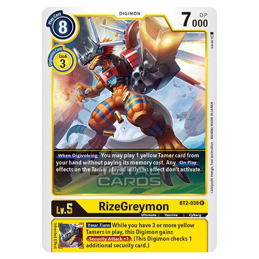 Digimon Card Game - Release Special Booster Ver.1.5 (BT01-03) - RizeGreymon (Rare) - BT2-038