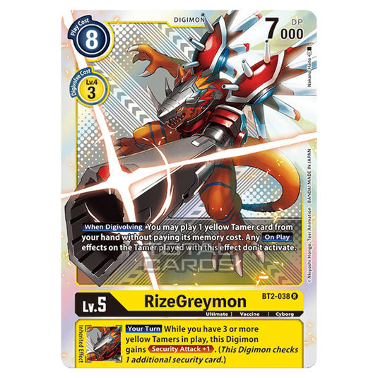 Digimon Card Game - Release Special Booster Ver.1.5 (BT01-03) - RizeGreymon (Rare) - BT2-038A