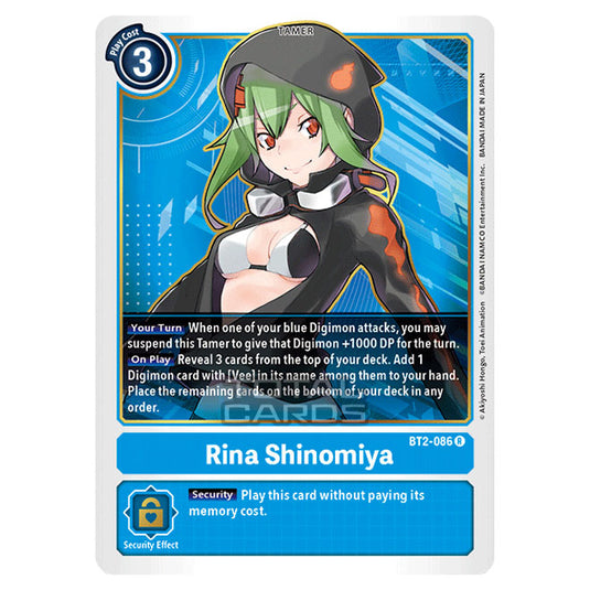 Digimon Card Game - Release Special Booster Ver.1.5 (BT01-03) - Rina Shinomiya (Rare) - BT2-086