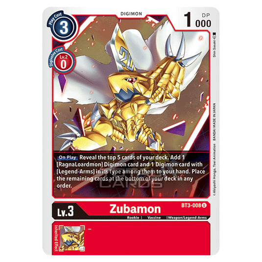 Digimon Card Game - Release Special Booster Ver.1.5 (BT01-03) - Zubamon (Uncommon) - BT3-008