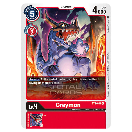 Digimon Card Game - Release Special Booster Ver.1.5 (BT01-03) - Greymon (Uncommon) - BT3-011