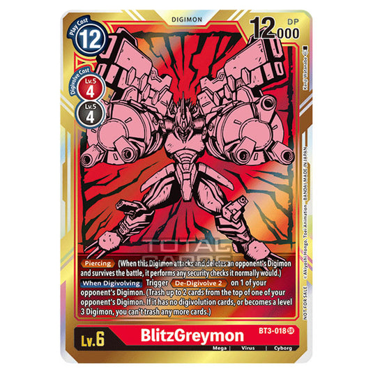 Digimon Card Game - Release Special Booster Ver.1.5 (BT01-03) - BlitzGreymon (Super Rare) - BT3-018A