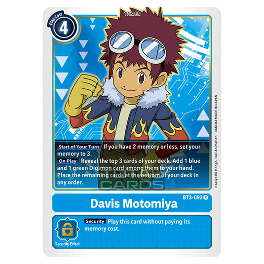 Digimon Card Game - Release Special Booster Ver.1.5 (BT01-03) - Davis Motomiya (Rare) - BT3-093
