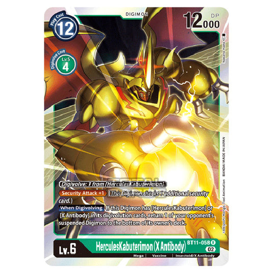 Digimon Card Game - BT-11 - Dimensional Phase - HerculesKabuterimon (X Antibody) - (Rare) - BT11-058