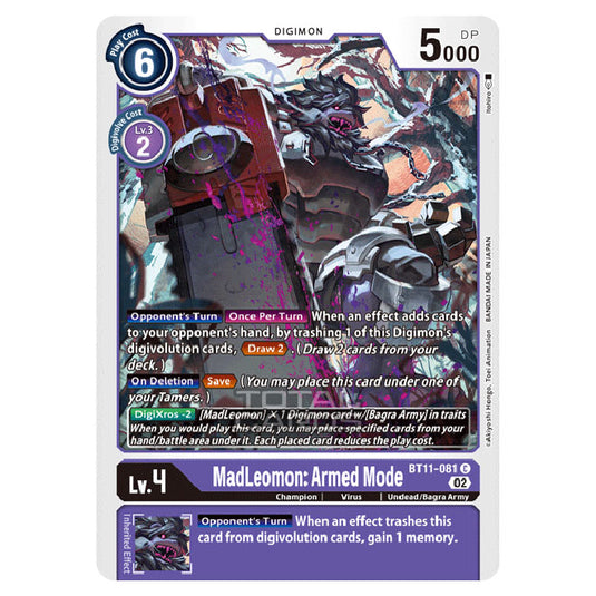 Digimon Card Game - BT-11 - Dimensional Phase - MadLeomon: Armed Mode - (Common) - BT11-081