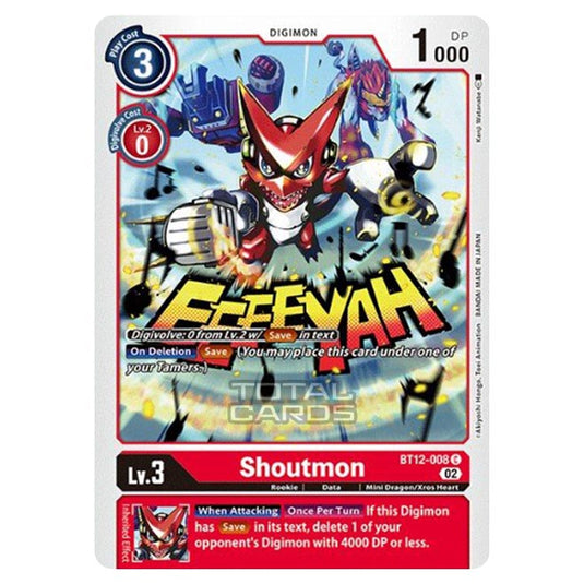Digimon Card Game - BT-12 - Across Time - Shoutmon - (Common) - BT12-008