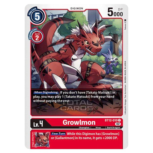 Digimon Card Game - BT-12 - Across Time - Growlmon - (Common) - BT12-010