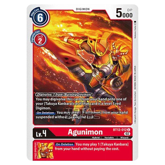 Digimon Card Game - BT-12 - Across Time - Agunimon - (Uncommon) - BT12-012