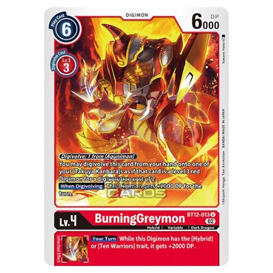 Digimon Card Game - BT-12 - Across Time - BurningGreymon - (Uncommon) - BT12-013