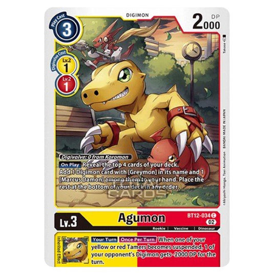 Digimon Card Game - BT-12 - Across Time - Agumon - (Common) - BT12-034