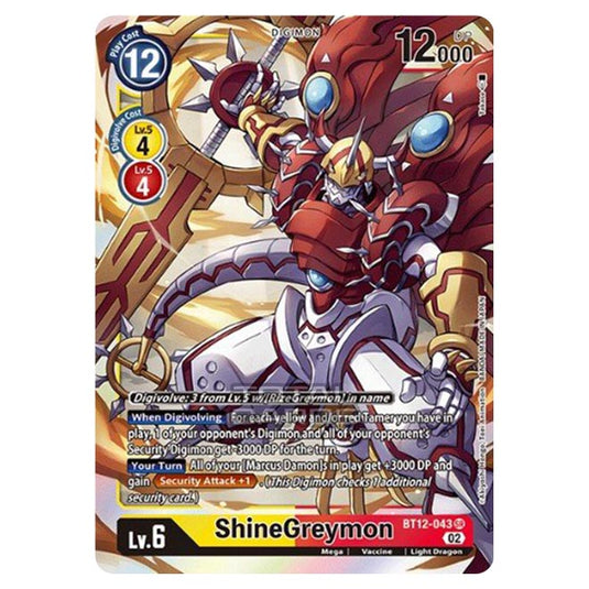 Digimon Card Game - BT-12 - Across Time - ShineGreymon - (Super Rare) - BT12-043