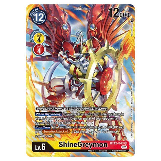 Digimon Card Game - BT-12 - Across Time - ShineGreymon - (Alternative Art) - BT12-043a