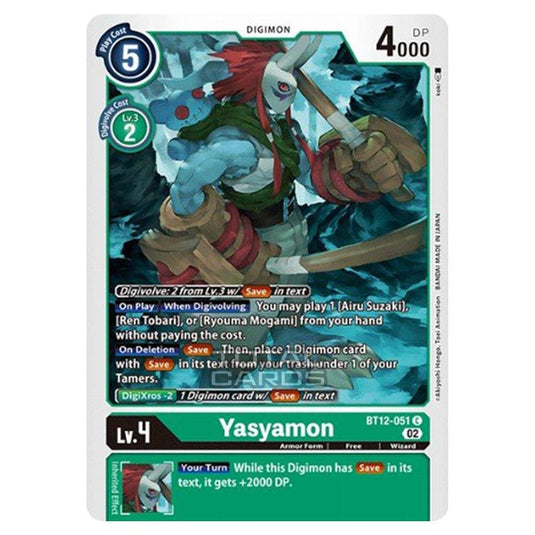 Digimon Card Game - BT-12 - Across Time - Yasyamon - (Common) - BT12-051